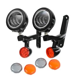 BLACK BRACKETS AND AUXILIARY ANGEL EYE LIGHT LED KITHARLEY DAVIDSON FLH TOURING 1999-2020