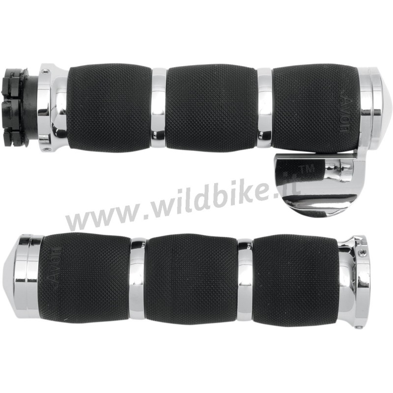 MANOPOLE AVON AIR CUSHION IN ALLUMINIO CROMATO DA 1" C/SUPPORTO PER MOTO CUSTOM