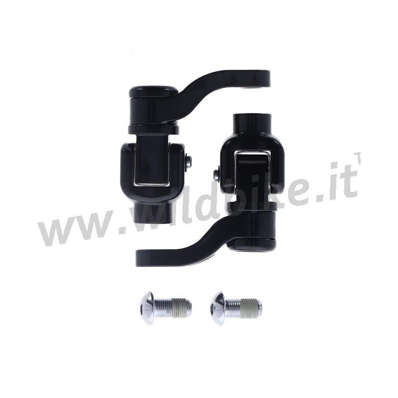 KIT SUPPORTI ATTACCHI NERI REGOLABILI 360° PEDANE PASSEGGERO HARLEY DAVIDSON SOFTAIL M-EIGHT 18-24
