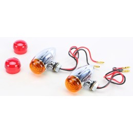 FRECCE BULLET SMOOTH CROMATE LUCE ROSSA E ARANCIONE PER MOTO E HARLEY DAVIDSON