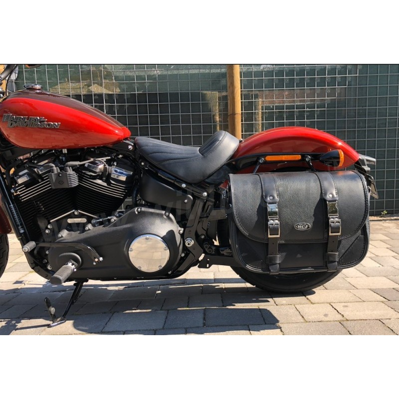 BORSA LATERALE IN PELLE MCJ CLASSIC NERA PER HARLEY DAVIDSON SOFTAIL M-EIGHT 18-24