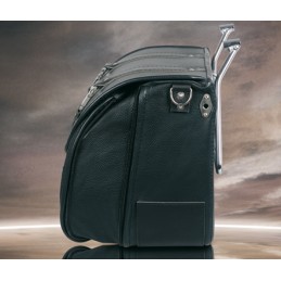 MCJ CLASSIC BLACK LEATHER SIDE BAG STYLE 1 FOR HARLEY DAVIDSON SOFTAIL M-EIGHT 18-24