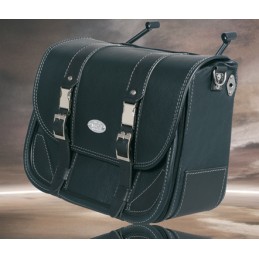 MCJ CLASSIC BLACK LEATHER SIDE BAG STYLE 1 HARLEY DAVIDSON FXD DYNA 06-17