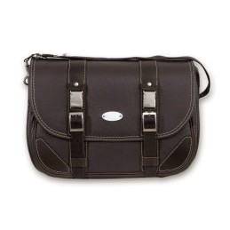 MCJ CLASSIC BLACK LEATHER SIDE BAG STYLE 3 FOR HARLEY DAVIDSON SOFTAIL M-EIGHT 18-24