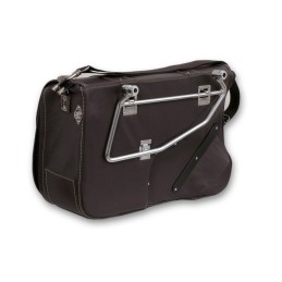 MCJ CLASSIC BLACK LEATHER SIDE BAG DARK BROWN HARLEY DAVIDSON SOFTAIL 2018-2026