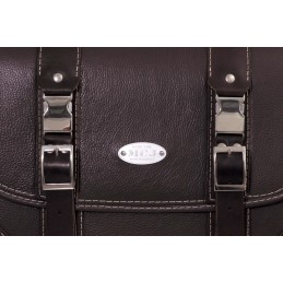 MCJ CLASSIC BLACK LEATHER SIDE BAG DARK BROWN HARLEY DAVIDSON SOFTAIL 2018-2026