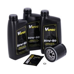 KIT TAGLIANDO OLIO MOTORE VSPEC MINERALE 20W50 E FILTRO HARLEY DAVIDSON FXD DYNA 99-17