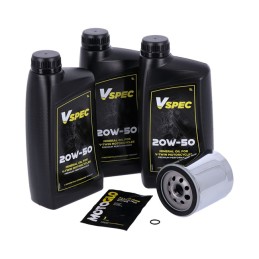 KIT TAGLIANDO OLIO MOTORE VSPEC MINERALE 20W50 HARLEY DAVIDSON FXST/FLST SOFTAIL 99-17