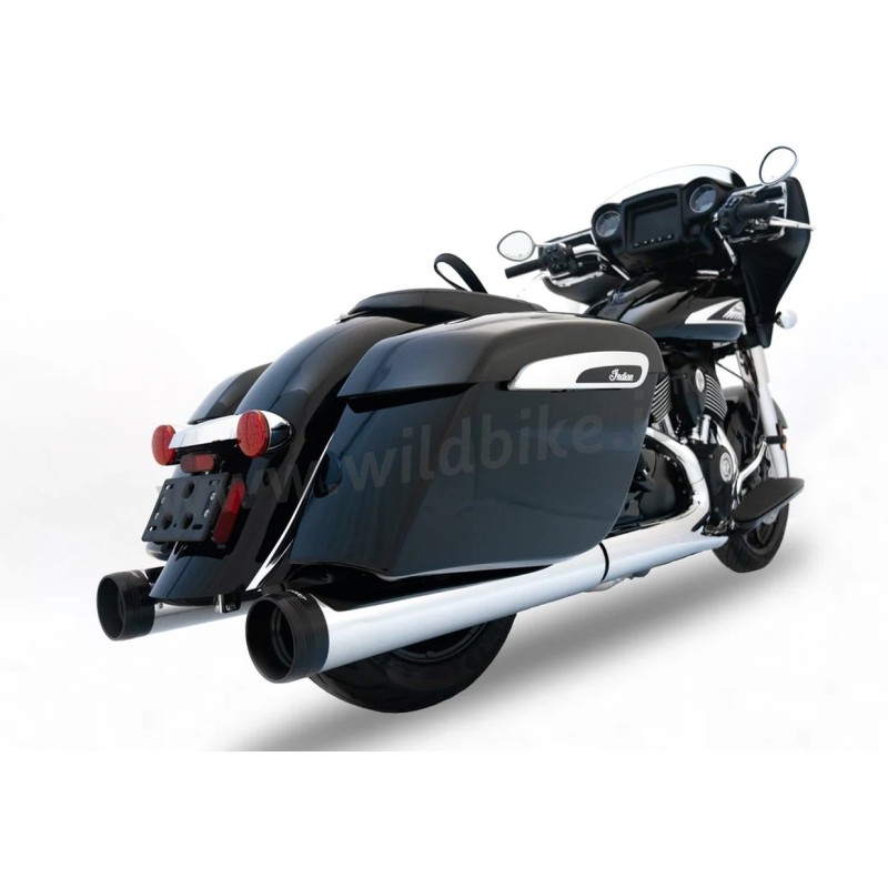 SILENCIEUX POTS ÉCHAPPEMENTS SLIP-ON RINEHART 4.5" DBX45 CHROME NOIR INDIAN TOURING CRUISER 2014-2026