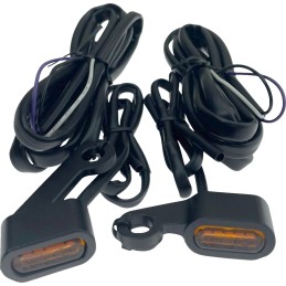 MINI BLINKER SCHWARZ DRAG LED AMBER EU-ZULASSUNG FUER LENKER FÜR HARLEY DAVIDSON XL SPORTSTER 04-13