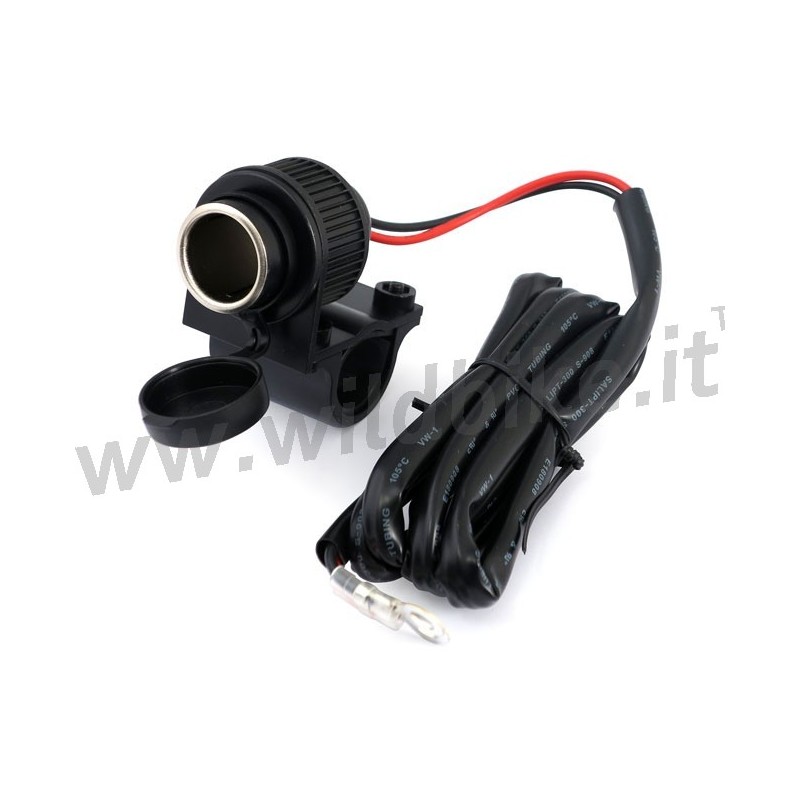 HANDLEBAR MOUNT POWER SOCKET 12 V CIGARETTE LIGHTER BLACK FOR MOTORCYCLE