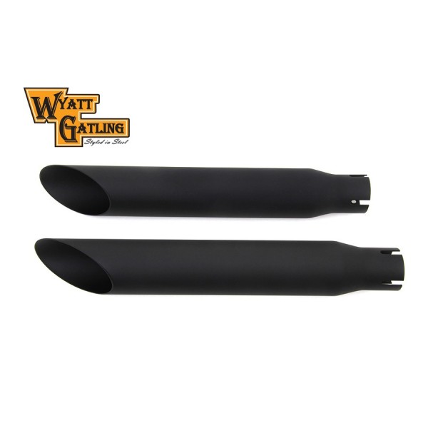 EXHAUST MUFFLERS SLIP-ON 2-1/2" SLASH CUT BLACK FOR INDIAN SCOUT 15-23