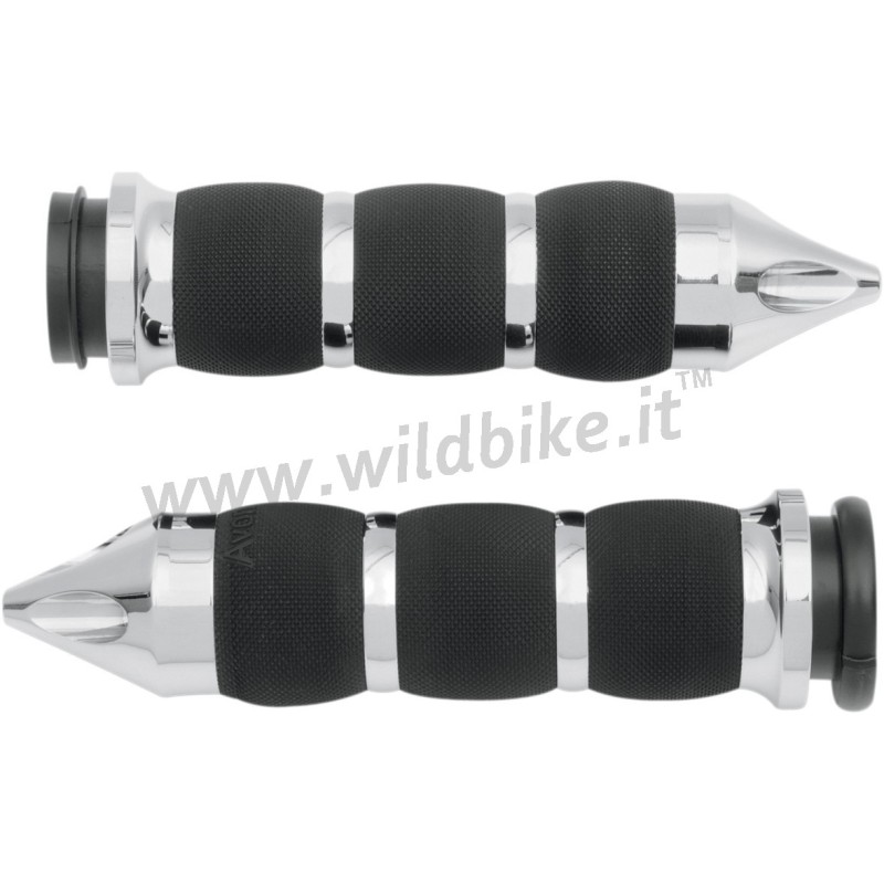 GRIPS AVON AIR CUSHION SPIKE BLACK/CHROME HARLEY DAVIDSON FLH FLT TOURING 17-24