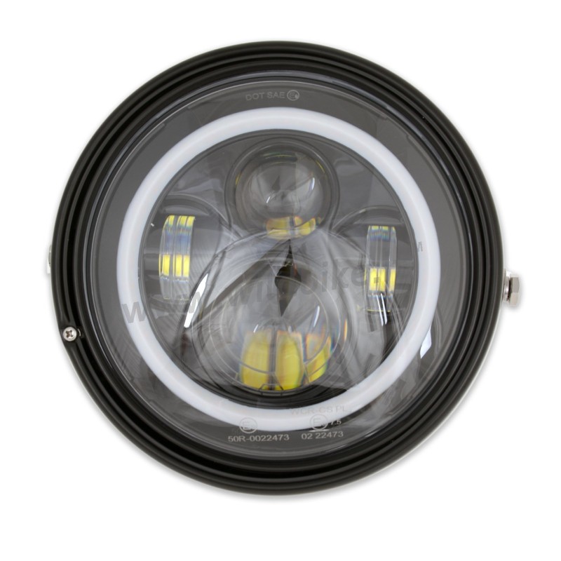 FARO FANALE ANTERIORE EMC LED OMOLOGATO 7" SUPERLIGHT ANGEL EYE PER MOTO