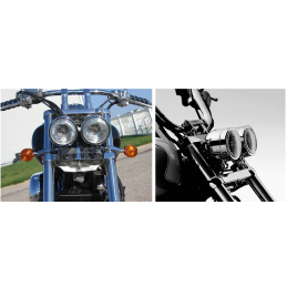 FARO FANALE ANTERIORE DUAL ALOGENO CROMATO OMOLOGATO MOTO CUSTOM E HARLEY DAVIDSON