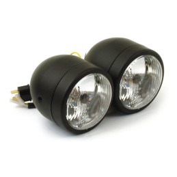 DUAL HALOGEN BLACK HEADLIGHT EU APPROVED CUSTOM MOTORCYCLE AND HARLEY DAVIDSON