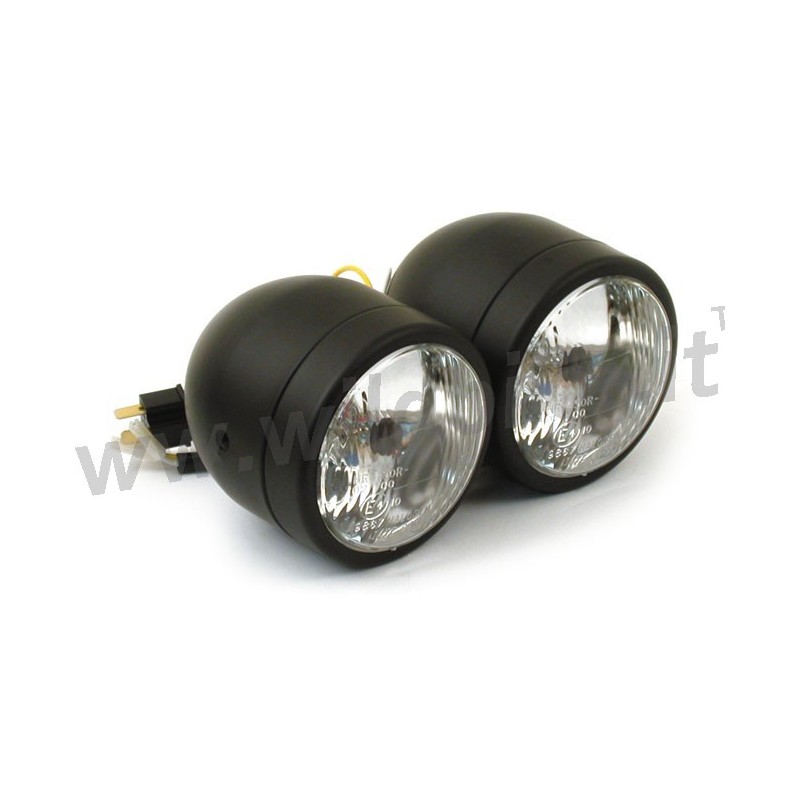 DUAL HALOGEN BLACK HEADLIGHT EU APPROVED CUSTOM MOTORCYCLE AND HARLEY DAVIDSON