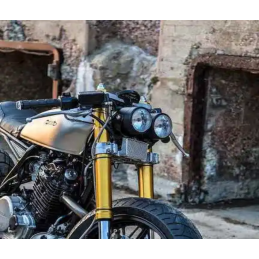 PHARE HALOGÈNE DOUBLE NOIR EU APPROUVÉ MOTO CUSTOM ET HARLEY DAVIDSON