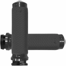 BLACK GRIPS AVON MEMORY ROUND COMFORT SMALL HARLEY DAVIDSON FLH FLT TOURING 18-24