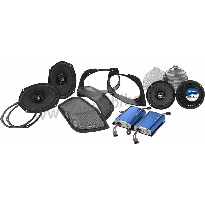 KIT AUDIO CASSE COMPLETO HOGTUNES 4 CANALI RETRO 450.4 HARLEY DAVIDSON FLH FLT TOURING 2014-2024