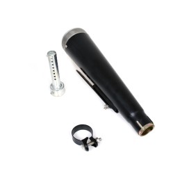 UNIVERSAL MEGAPHONE AUSPUFF SUPER CONE SCHWARZ/CHROM MOTORRAD CUSTOM UND HARLEY DAVIDSON