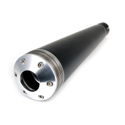 UNIVERSAL EXHAUST MUFFLER MEGAPHONE SUPER CONE NOIR/CHROME MOTORCYCLE CUSTOM AND HARLEY DAVIDSON