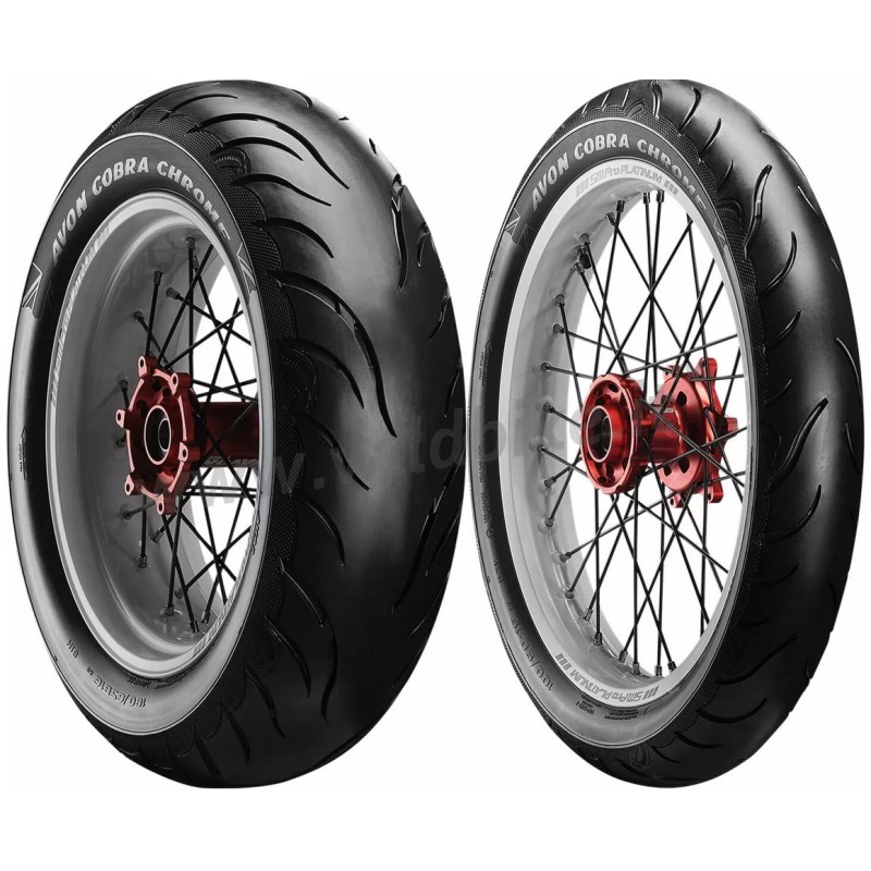 PAIR OF TIRES AVON COBRA CHROME AV91/AV92 100/90-19-150/80B16 HARLEY DAVIDSON