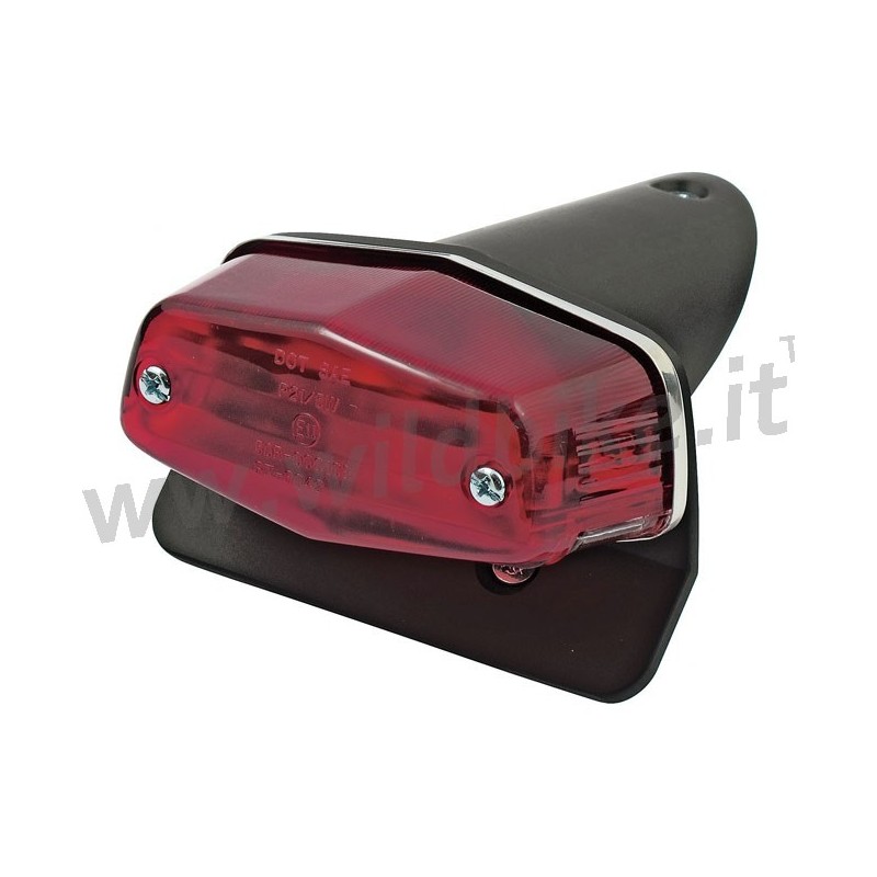 BLACK UNIVERSAL TAILLIGHT LUCAS STYLE WITH LICENSE PLATE BRACKET MOTORCYCLE
