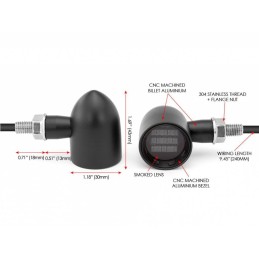 MINI INDICATORI DI DIREZIONE FRECCE NERE DERBY FLAT LED MOTO CUSTOM E HARLEY DAVIDSON