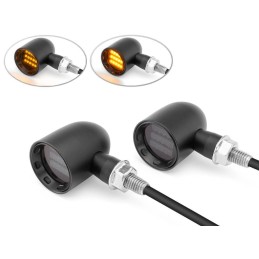 MINI LED TURN SIGNALS DERBY FLAT BLACK CUSTOM MOTORCYCLE AND HARLEY DAVIDSON