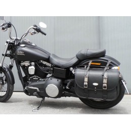 SACOCHE LATÉRAL MCJ CLASSIC EN CUIR STYLE 1 NOIR HARLEY DAVIDSON FXD DYNA 06-17
