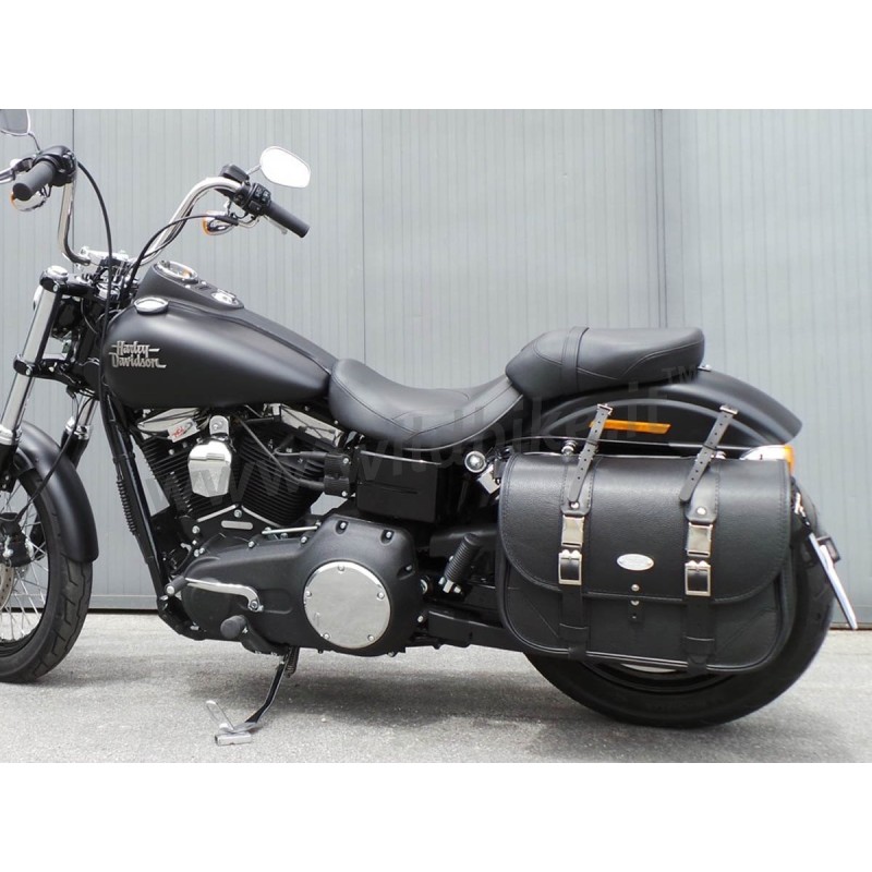 SACOCHE LATÉRAL MCJ CLASSIC EN CUIR STYLE 1 NOIR HARLEY DAVIDSON FXD DYNA 06-17
