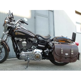 SEITENTASCHE LEDER MCJ CLASSIC DUNKELBRAUN HARLEY DAVIDSON FXD DYNA 06-17