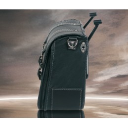 MCJ CLASSIC BLACK LEATHER SIDE BAG HARLEY DAVIDSON XL SPORTSTER 96-21