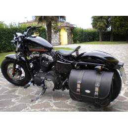 MCJ CLASSIC BLACK LEATHER SIDE BAG HARLEY DAVIDSON XL SPORTSTER 96-21