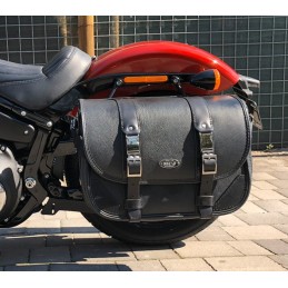 SACOCHE LATÉRAL MCJ CLASSIC EN CUIR NOIR HARLEY DAVIDSON FXS FLS SOFTAIL 99-17