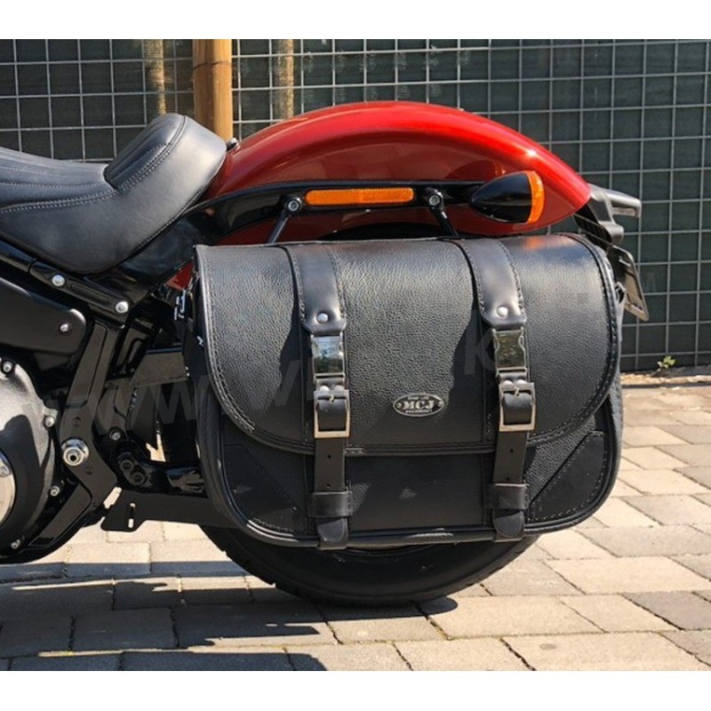 SACOCHE LATÉRAL MCJ CLASSIC EN CUIR NOIR HARLEY DAVIDSON FXS FLS SOFTAIL 99-17