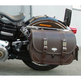 SACOCHE LATÉRAL MCJ CLASSIC EN CUIR BRUN FONCÉ HARLEY DAVIDSON FXS FLS SOFTAIL 99-17