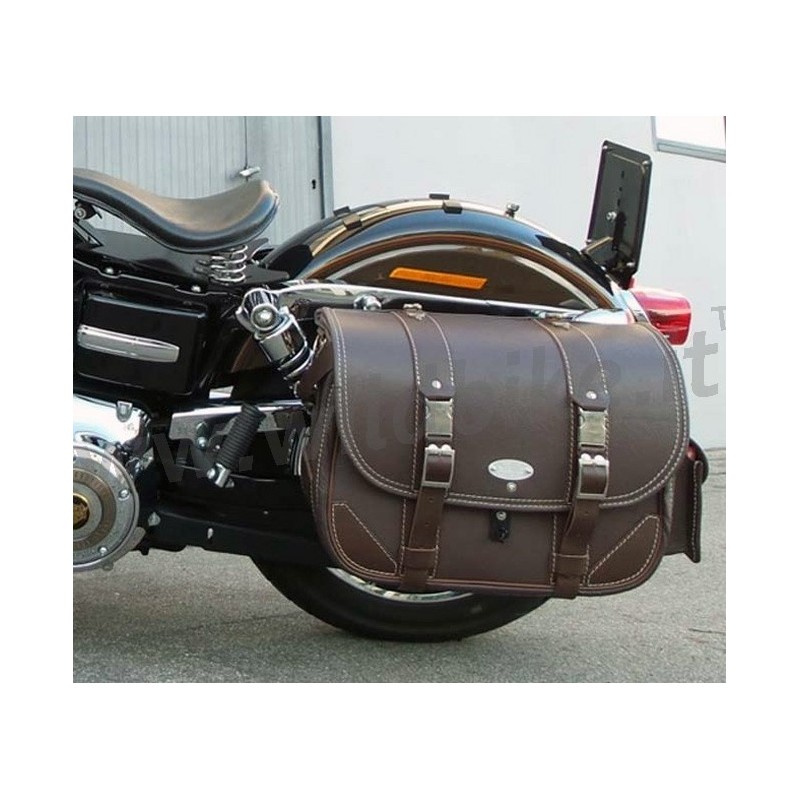 BORSA LATERALE IN PELLE MCJ CLASSIC TESTA DI MORO HARLEY DAVIDSON FXS FLS SOFTAIL 99-17