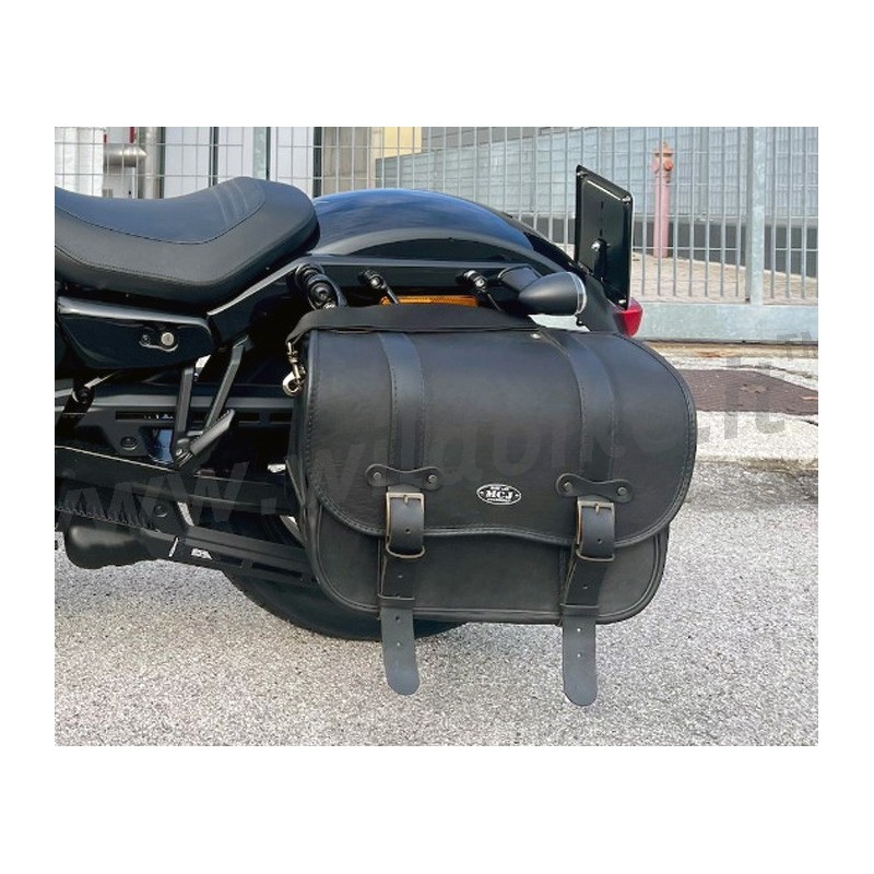 BORSA LATERALE IN PELLE MCJ VINTAGE NERA HARLEY DAVIDSON FXD DYNA 2006-2017