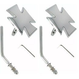 SET SPIEGEL MALTESERKREUZ CHROM FÜR HARLEY DAVIDSON