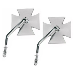 CHROME MALTESE CROSS MIRRORS SET FOR HARLEY DAVIDSON