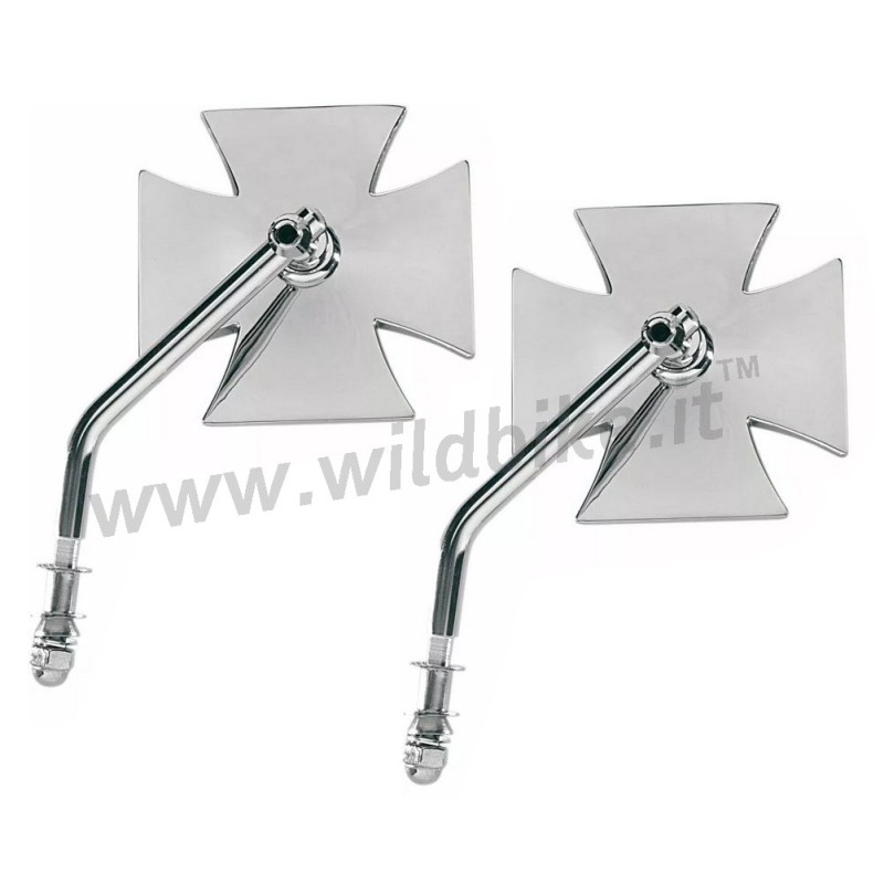CHROME MALTESE CROSS MIRRORS SET FOR HARLEY DAVIDSON