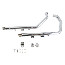 CHROME EXHAUSTS 2INTO2 DRAG PIPES SLASH CUT HARLEY DAVIDSON XL SPORTSTER 2014-22