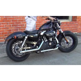 CHROME EXHAUSTS 2INTO2 DRAG PIPES SLASH CUT HARLEY DAVIDSON XL SPORTSTER 2014-22