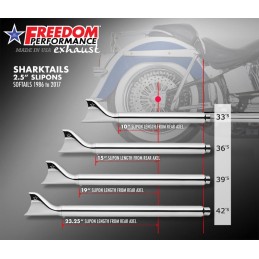 ÉCHAPPEMENTS CLASSIC FISHTAIL 2,5" TRUE-DUAL 39" CHROMÉS HARLEY DAVIDSON FXST FLST SOFTAIL 07-17