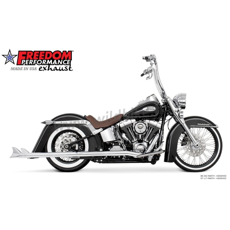 EXHAUSTS CLASSIC FISHTAIL 2.5" TRUE-DUALS 39" CHROME HARLEY DAVIDSON FXST FLST SOFTAIL 07-17