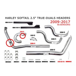ÉCHAPPEMENTS CLASSIC FISHTAIL 2,5" TRUE-DUAL 42" CHROMÉS HARLEY DAVIDSON FXST FLST SOFTAIL 07-17