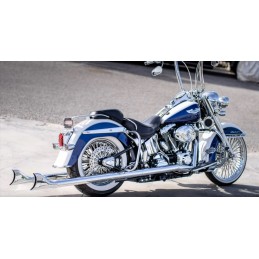 SCARICHI CLASSIC FISHTAIL 2,5" TRUE-DUALS 42" CROMATI HARLEY DAVIDSON FXST FLST SOFTAIL 07-17