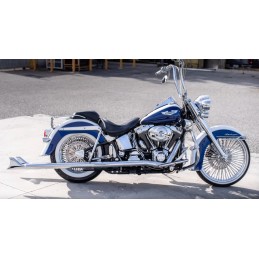 AUSPUFFANLAGEN KLASSISCHE FISHTAIL 2,5" TRUE-DUAL 42" CHROM HARLEY DAVIDSON FXST FLST SOFTAIL 07-17